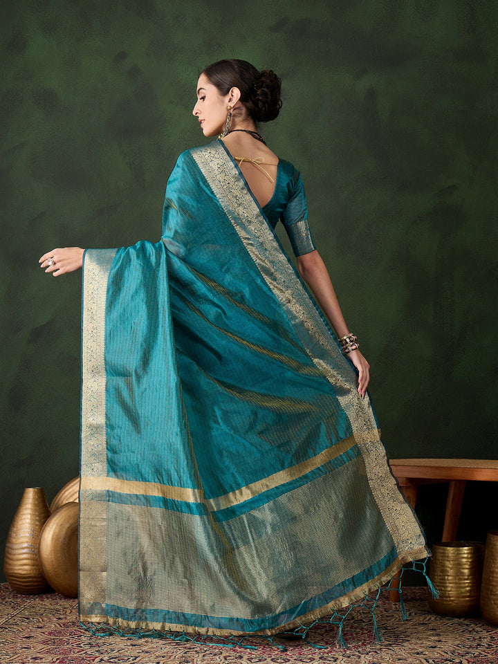 Elegant Khadi-Organza Saree | Designer Wevon-Jacquard for Weddings & Events