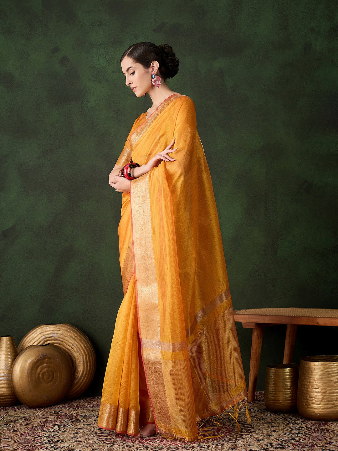 Elegant Khadi-Organza Saree | Designer Wevon-Jacquard for Weddings & Events