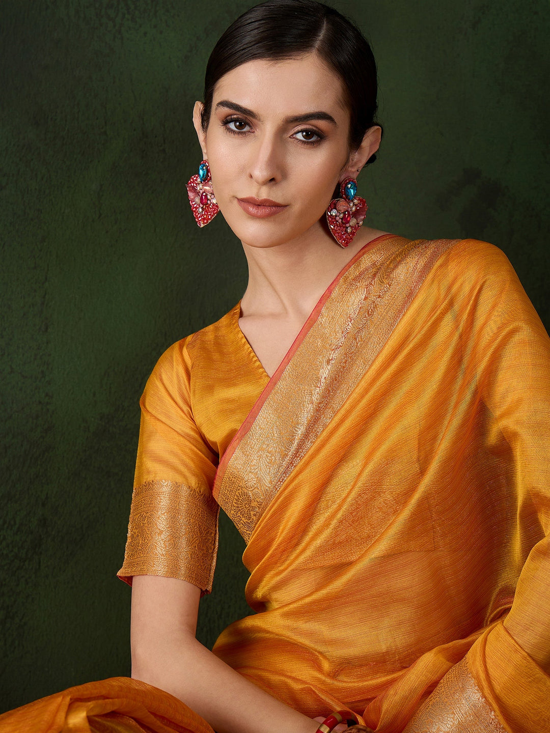 Elegant Khadi-Organza Saree | Designer Wevon-Jacquard for Weddings & Events