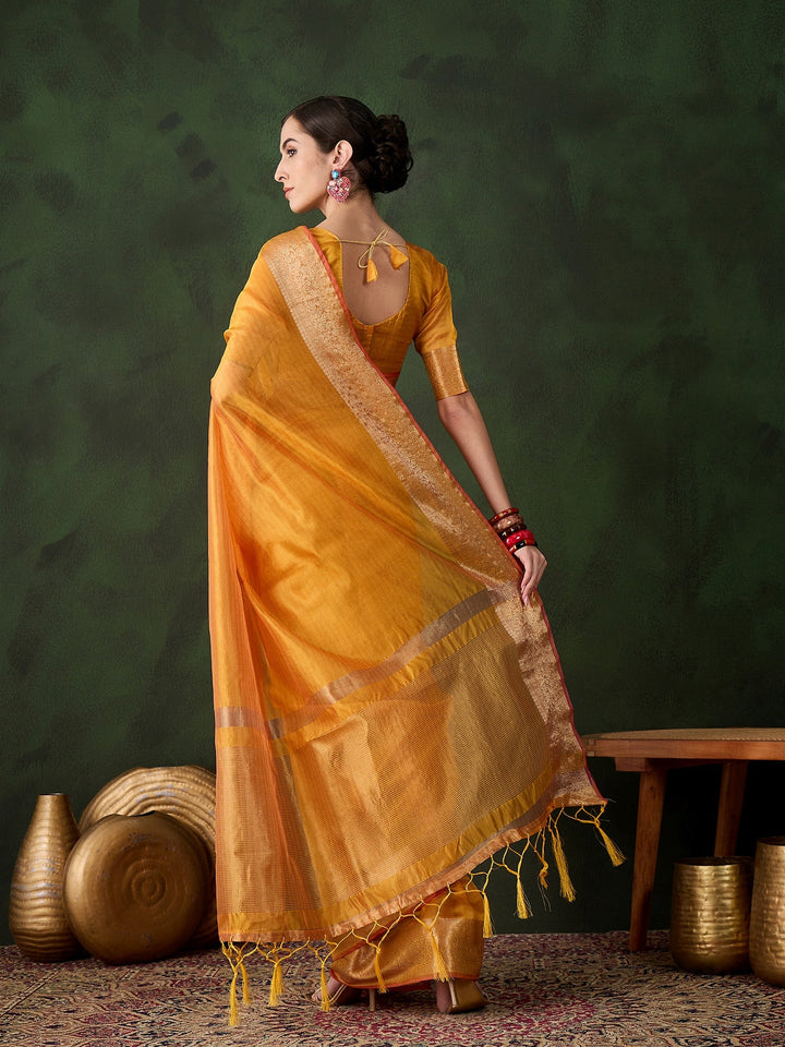 Elegant Khadi-Organza Saree | Designer Wevon-Jacquard for Weddings & Events