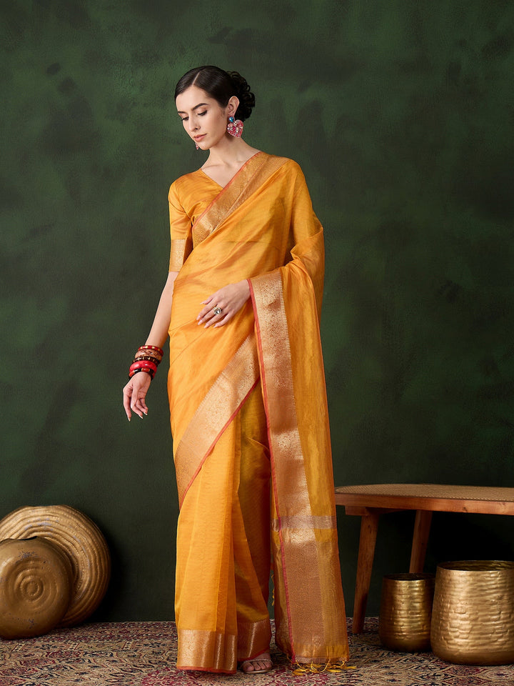 Elegant Khadi-Organza Saree | Designer Wevon-Jacquard for Weddings & Events