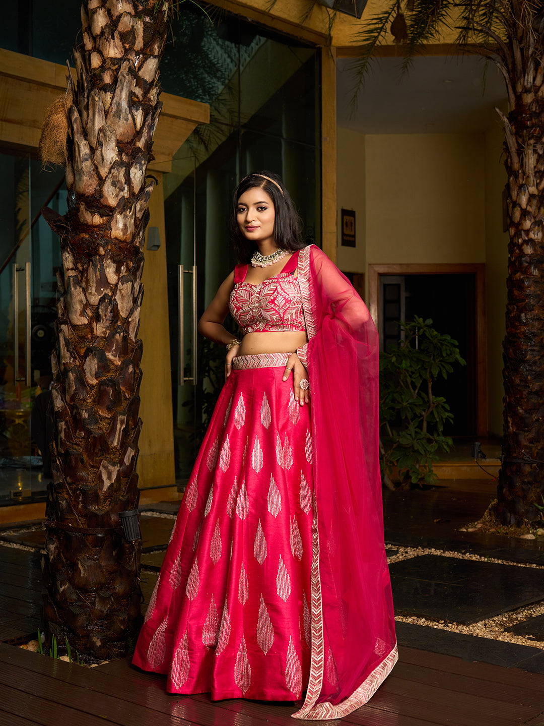 Elegant Art Silk Lehenga Choli | Designer Embroidery with Net Dupatta