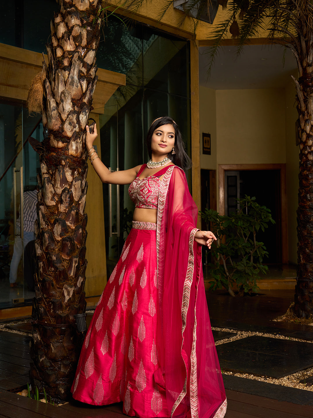 Elegant Art Silk Lehenga Choli | Designer Embroidery with Net Dupatta