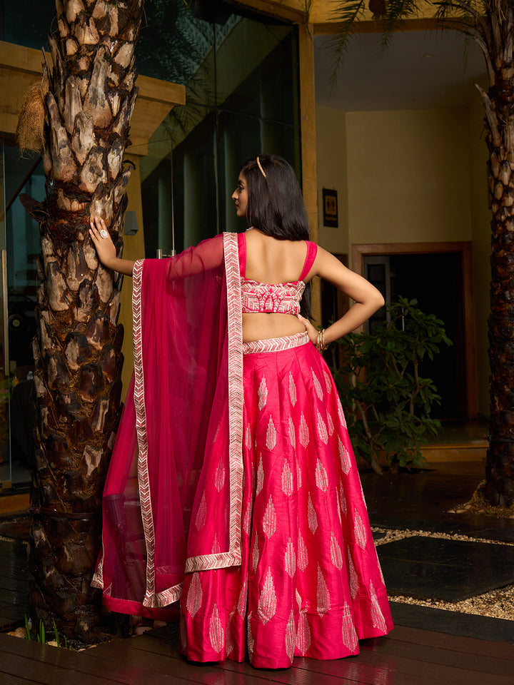 Elegant Art Silk Lehenga Choli | Designer Embroidery with Net Dupatta