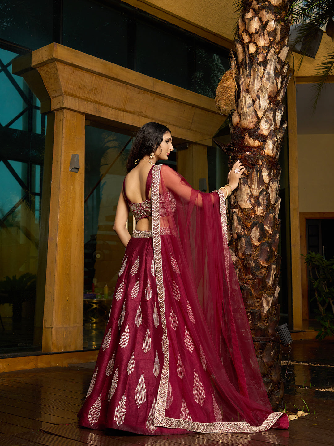 Elegant Art Silk Lehenga Choli | Designer Embroidery with Net Dupatta