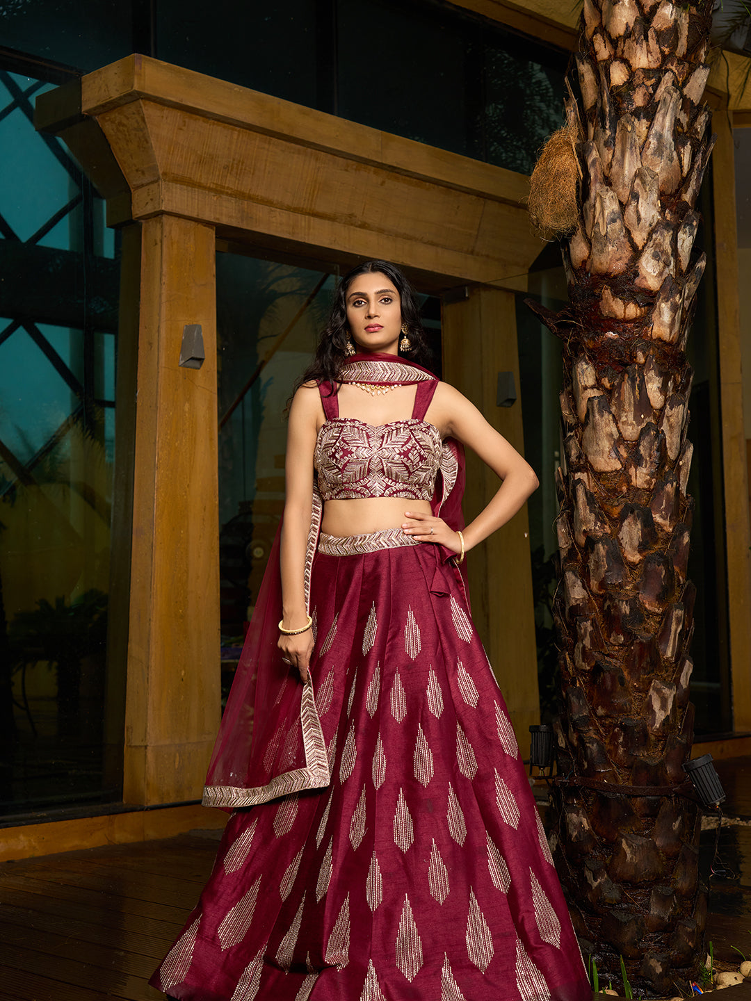 Elegant Art Silk Lehenga Choli | Designer Embroidery with Net Dupatta