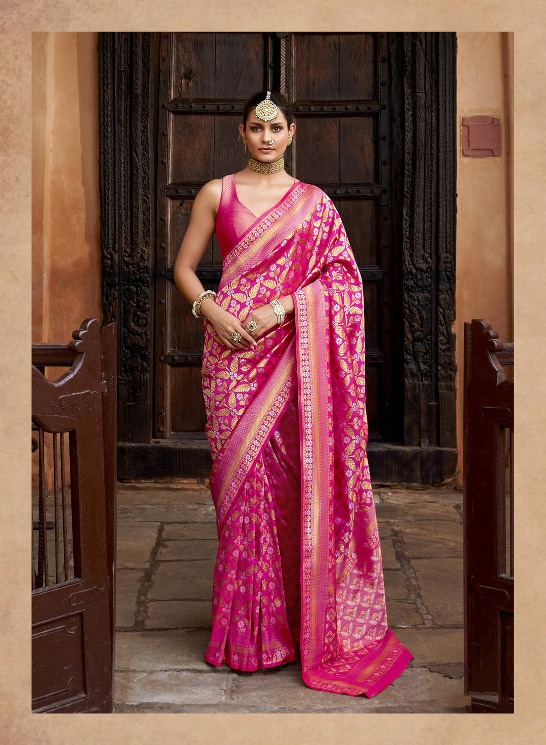 Elegant Viscose-Silk Saree with Brocade Work | Perfect for Weddings & Events