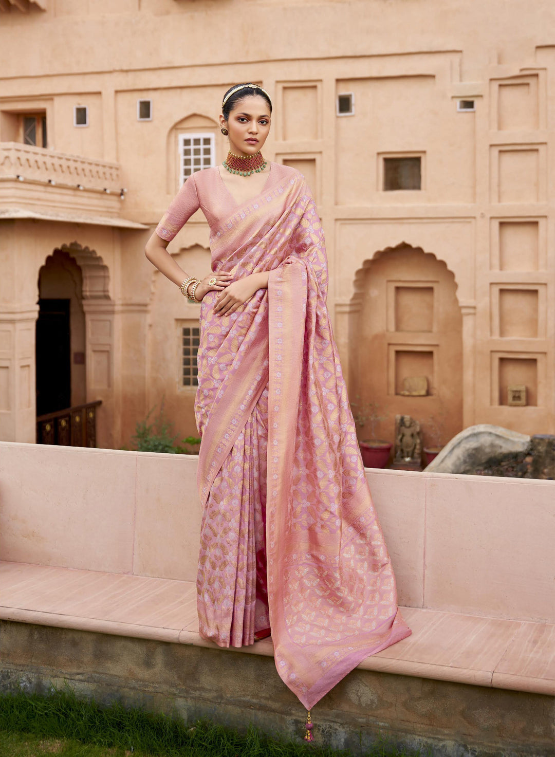 Elegant Viscose-Silk Saree with Brocade Work | Perfect for Weddings & Events