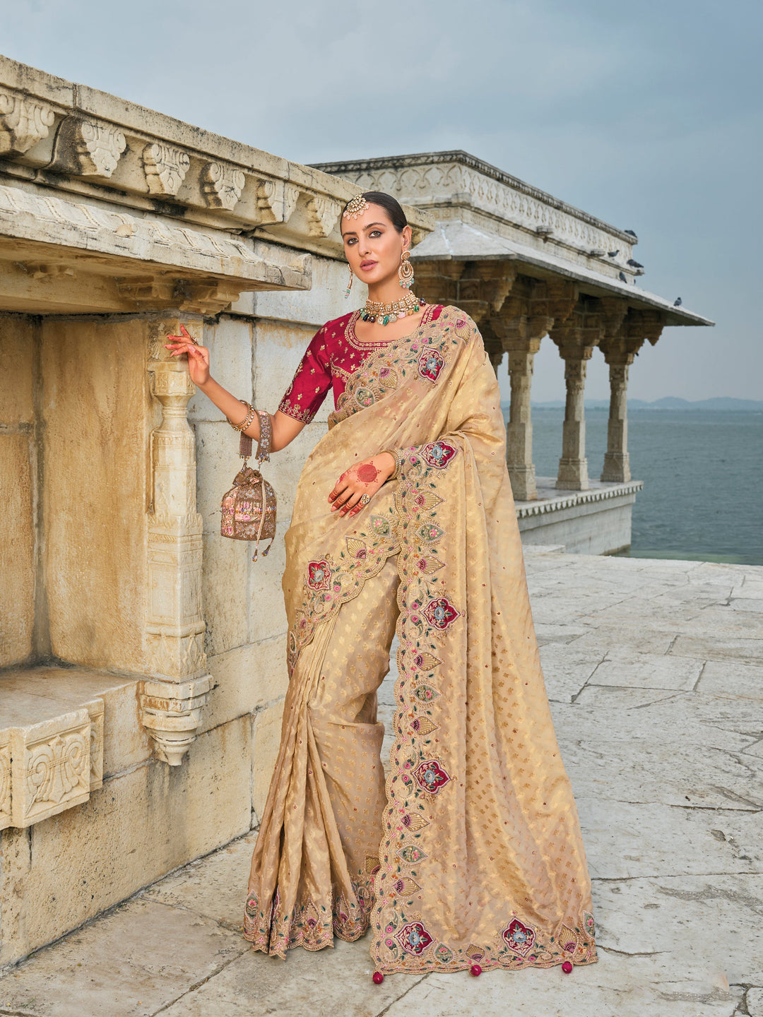 Kanjivaram Silk Saree with Designer Jari and Embroidery Work | Festive Elegance