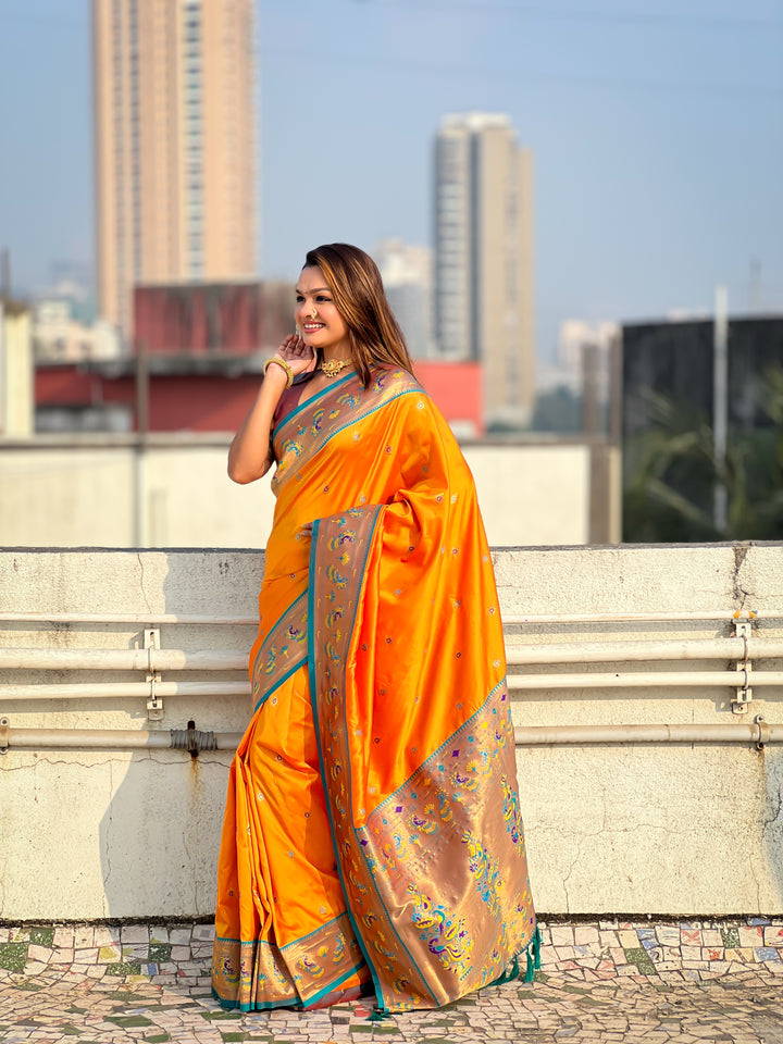 Traditional Soft Silk Saree | Weaving Paithani Meenakari Designer