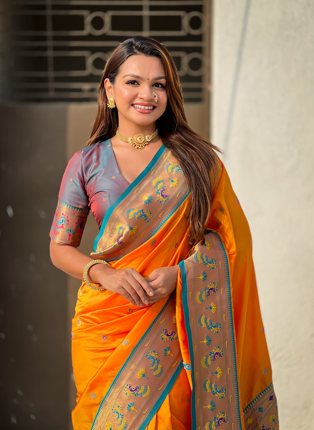 Traditional Soft Silk Saree | Weaving Paithani Meenakari Designer