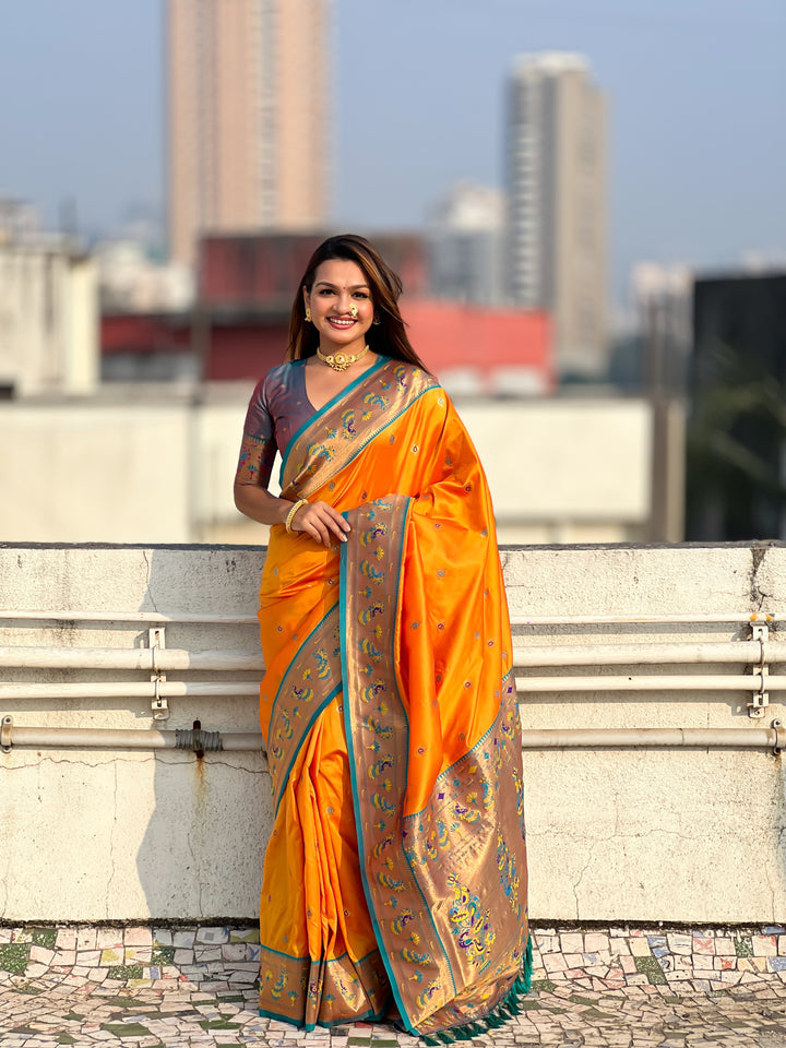 Traditional Soft Silk Saree | Weaving Paithani Meenakari Designer