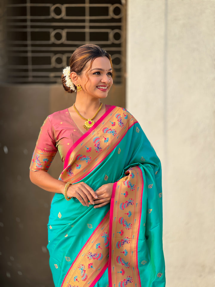 Traditional Soft Silk Saree | Weaving Paithani Meenakari Designer