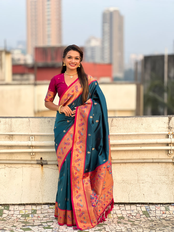 Traditional Soft Silk Saree | Weaving Paithani Meenakari Designer