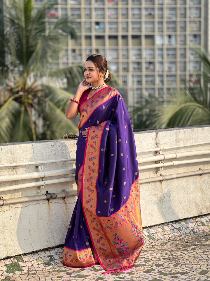 Traditional Soft Silk Saree | Weaving Paithani Meenakari Designer