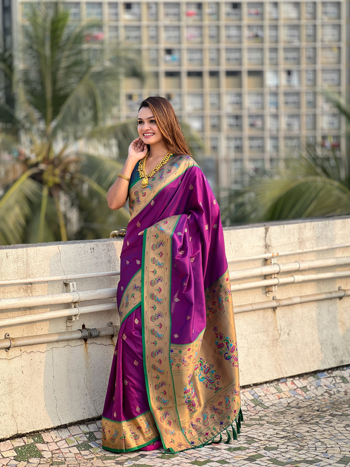 Traditional Soft Silk Saree | Weaving Paithani Meenakari Designer