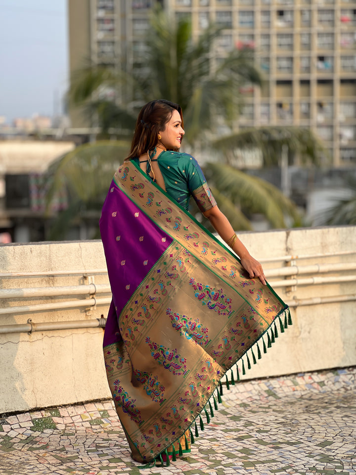 Traditional Soft Silk Saree | Weaving Paithani Meenakari Designer