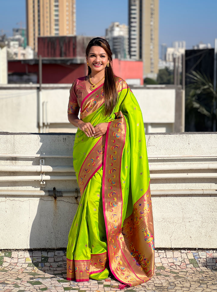 Traditional Soft Silk Saree | Weaving Paithani Meenakari Designer