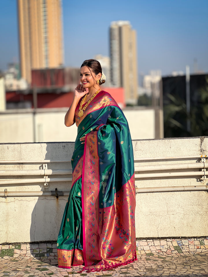 Traditional Soft Silk Saree | Weaving Paithani Meenakari Designer