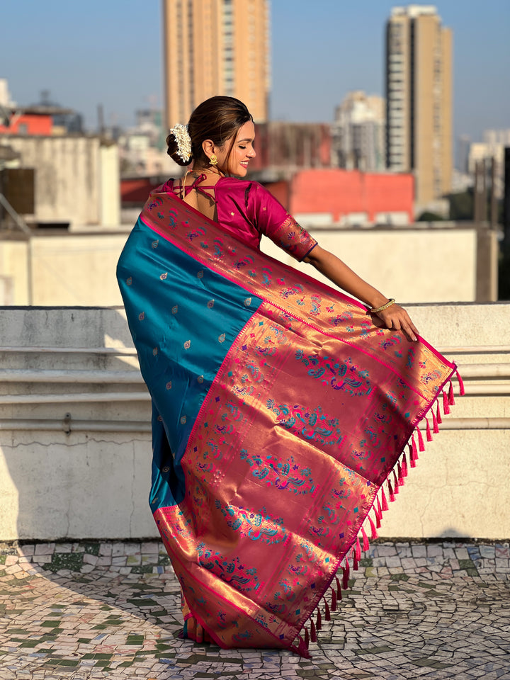 Traditional Soft Silk Saree | Weaving Paithani Meenakari Designer