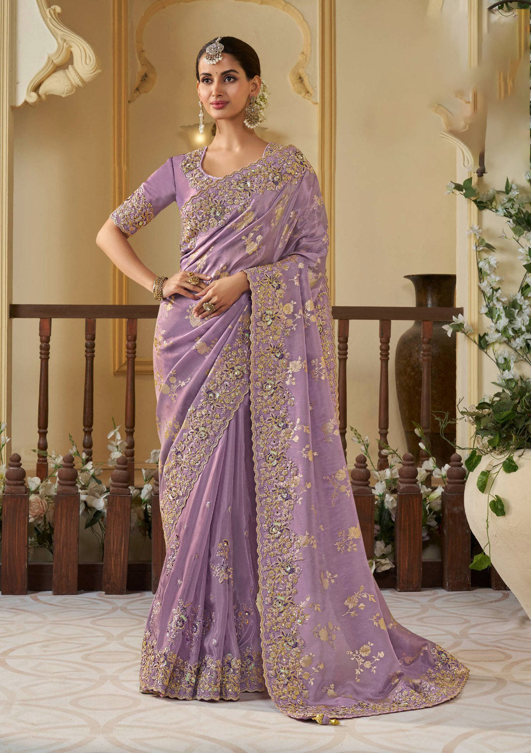 Designer Viscose-Organza Saree with Jacquard Embroidery | Special Event Elegance