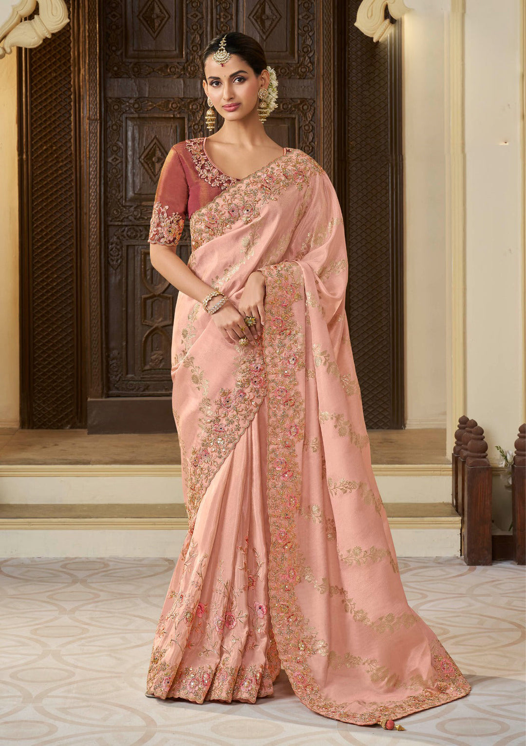 Viscose-Tissue Saree | Designer Jacquard & Embroidery | Perfect for Weddings