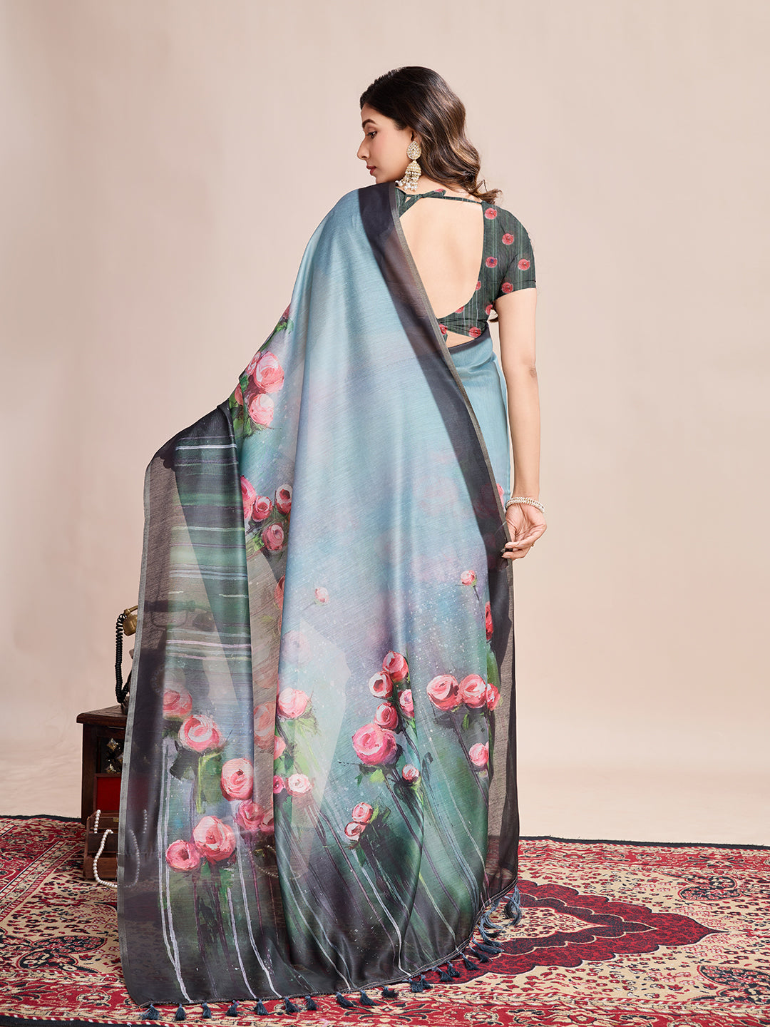 Elegant Linen Saree with Jari-Border | Digital Print for Special Events