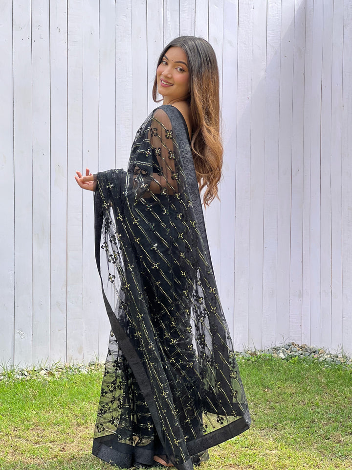 Stunning Butterfly Net Saree | Thread, Sequance Embroidery, Diamond Work Work for Partywear