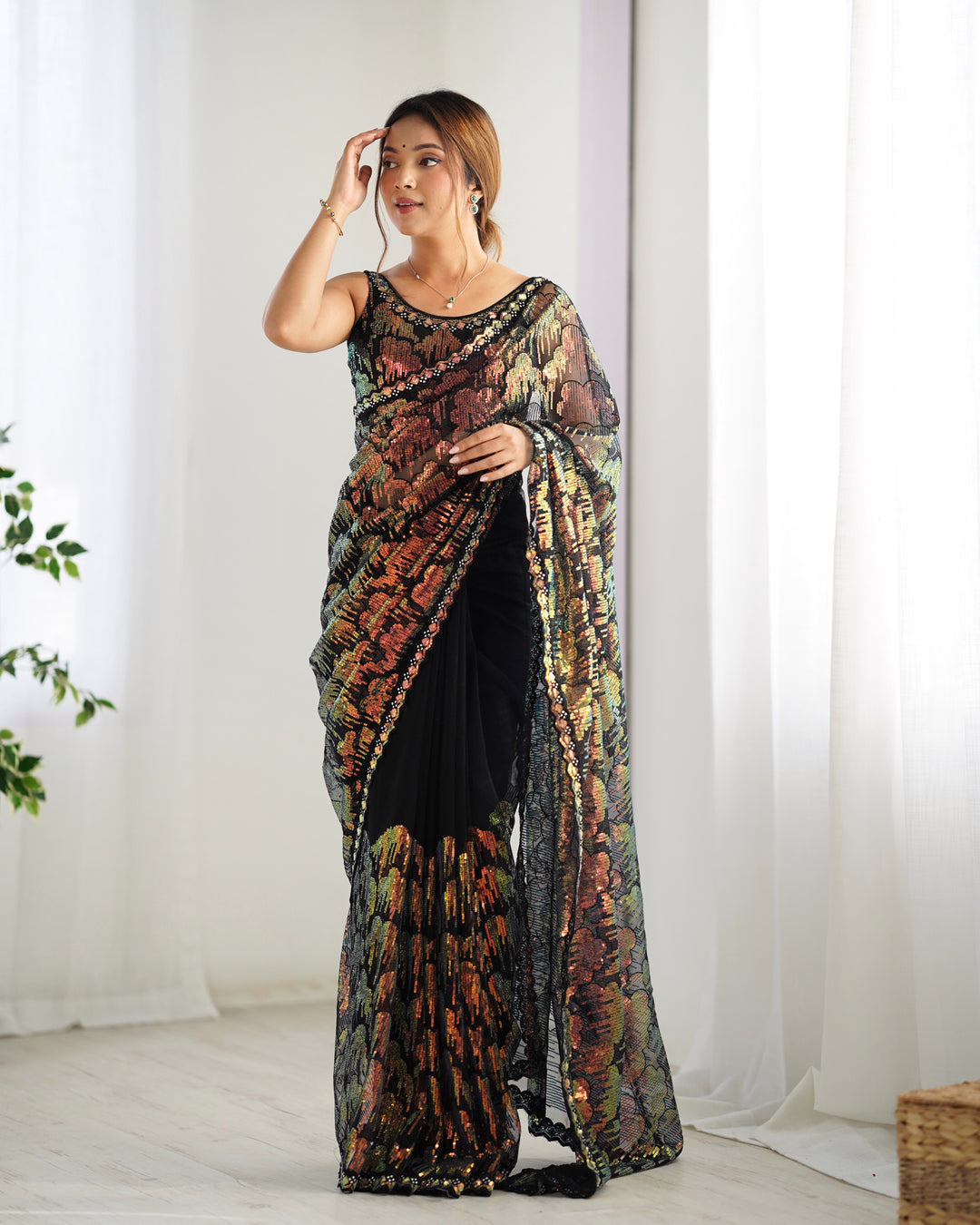 Stunning Mono Net Saree | Heavy Sequance Embroidery Work Work for Partywear