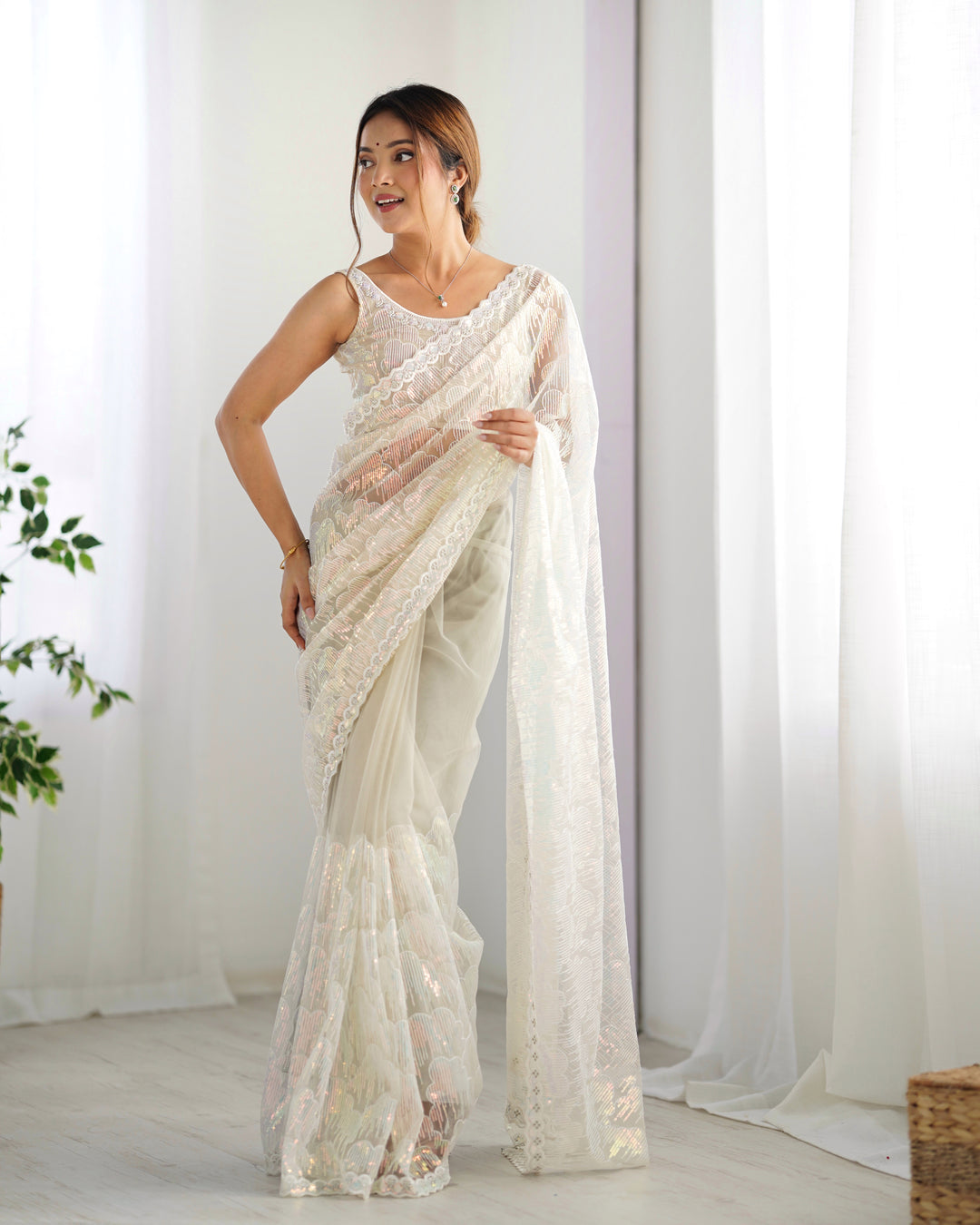 Stunning Mono Net Saree | Heavy Sequance Embroidery Work Work for Partywear