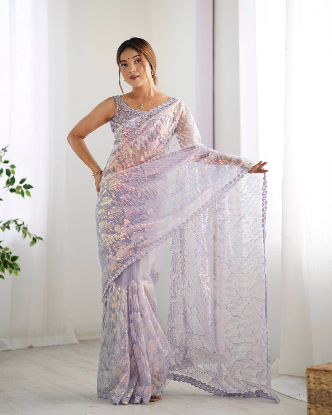 Stunning Mono Net Saree | Heavy Sequance Embroidery Work Work for Partywear