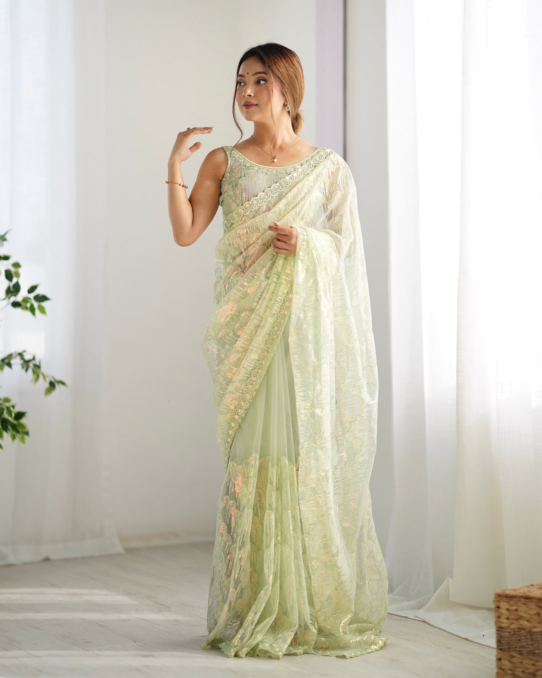 Stunning Mono Net Saree | Heavy Sequance Embroidery Work Work for Partywear