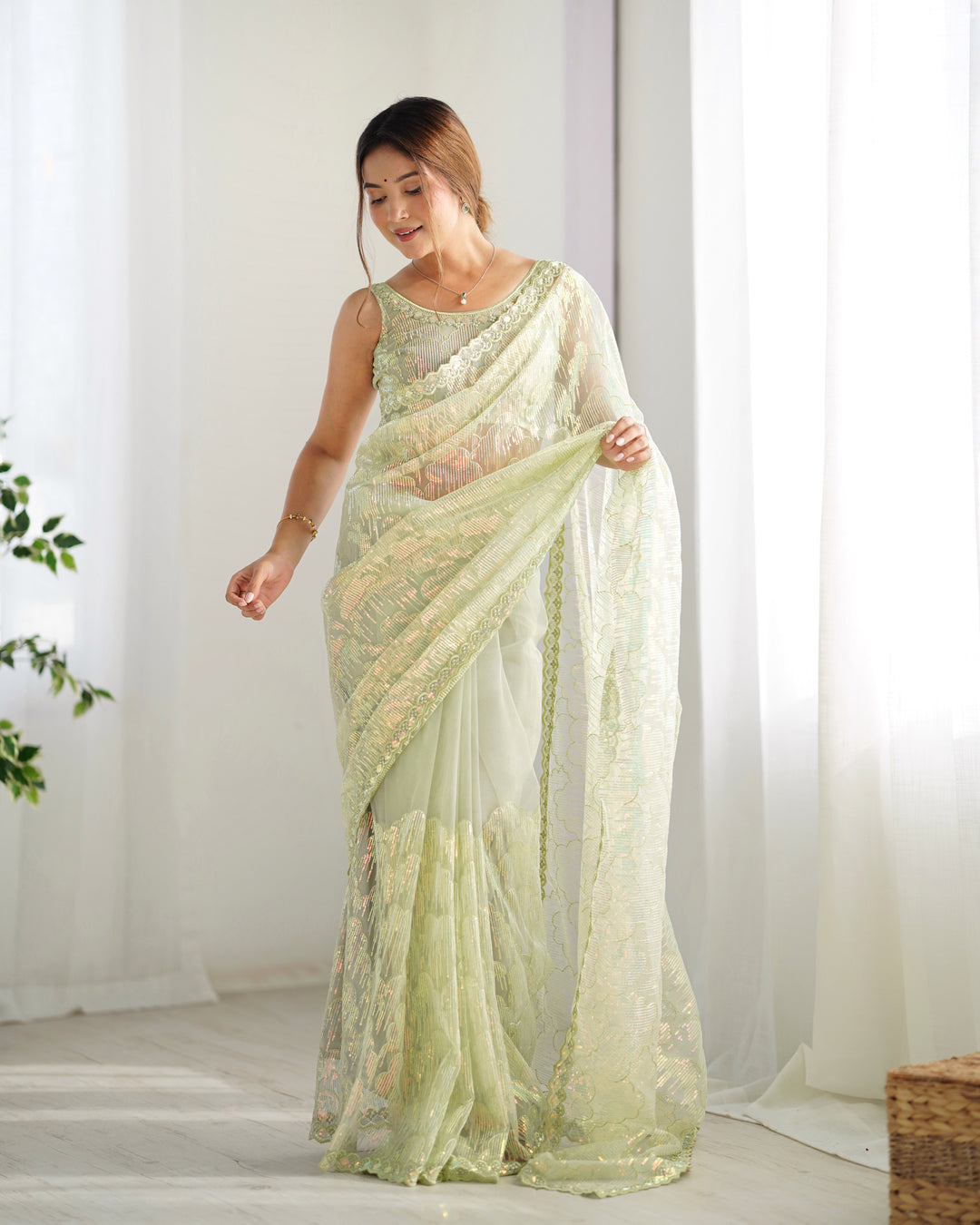 Stunning Mono Net Saree | Heavy Sequance Embroidery Work Work for Partywear