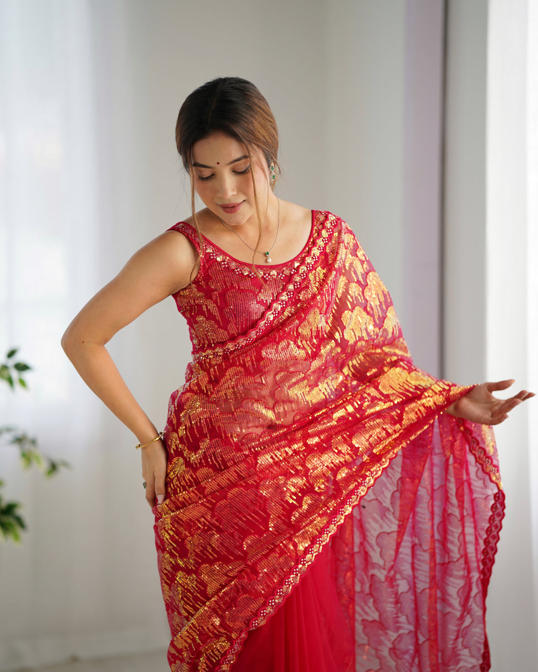 Stunning Mono Net Saree | Heavy Sequance Embroidery Work Work for Partywear