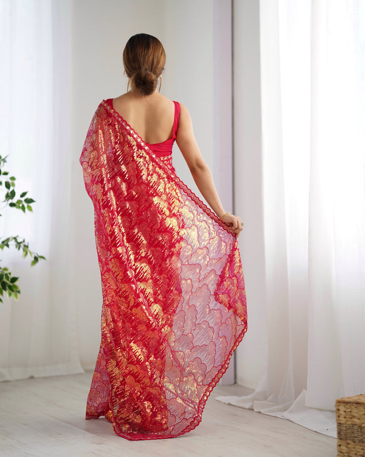 Stunning Mono Net Saree | Heavy Sequance Embroidery Work Work for Partywear