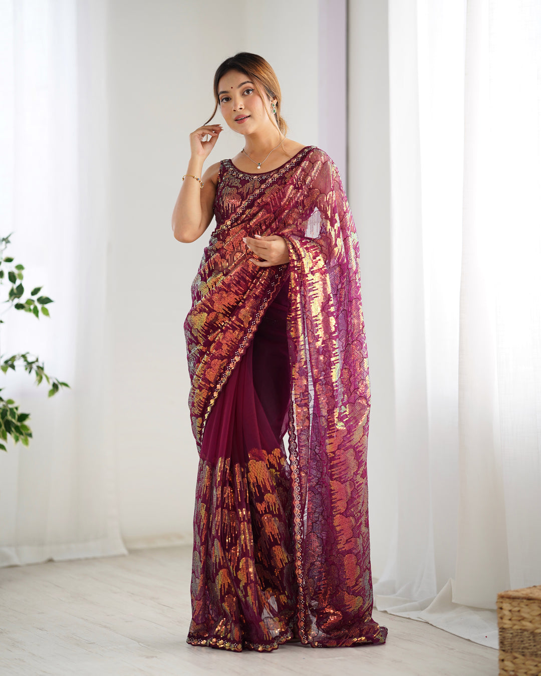 Stunning Mono Net Saree | Heavy Sequance Embroidery Work Work for Partywear