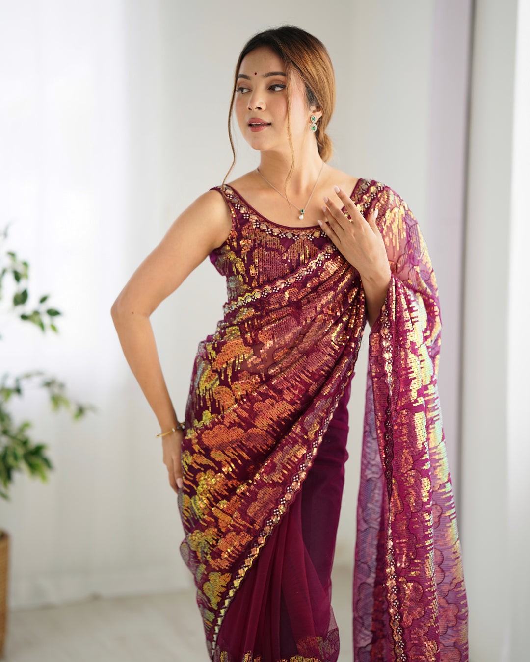 Stunning Mono Net Saree | Heavy Sequance Embroidery Work Work for Partywear