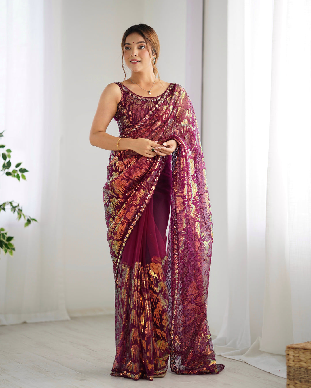 Stunning Mono Net Saree | Heavy Sequance Embroidery Work Work for Partywear