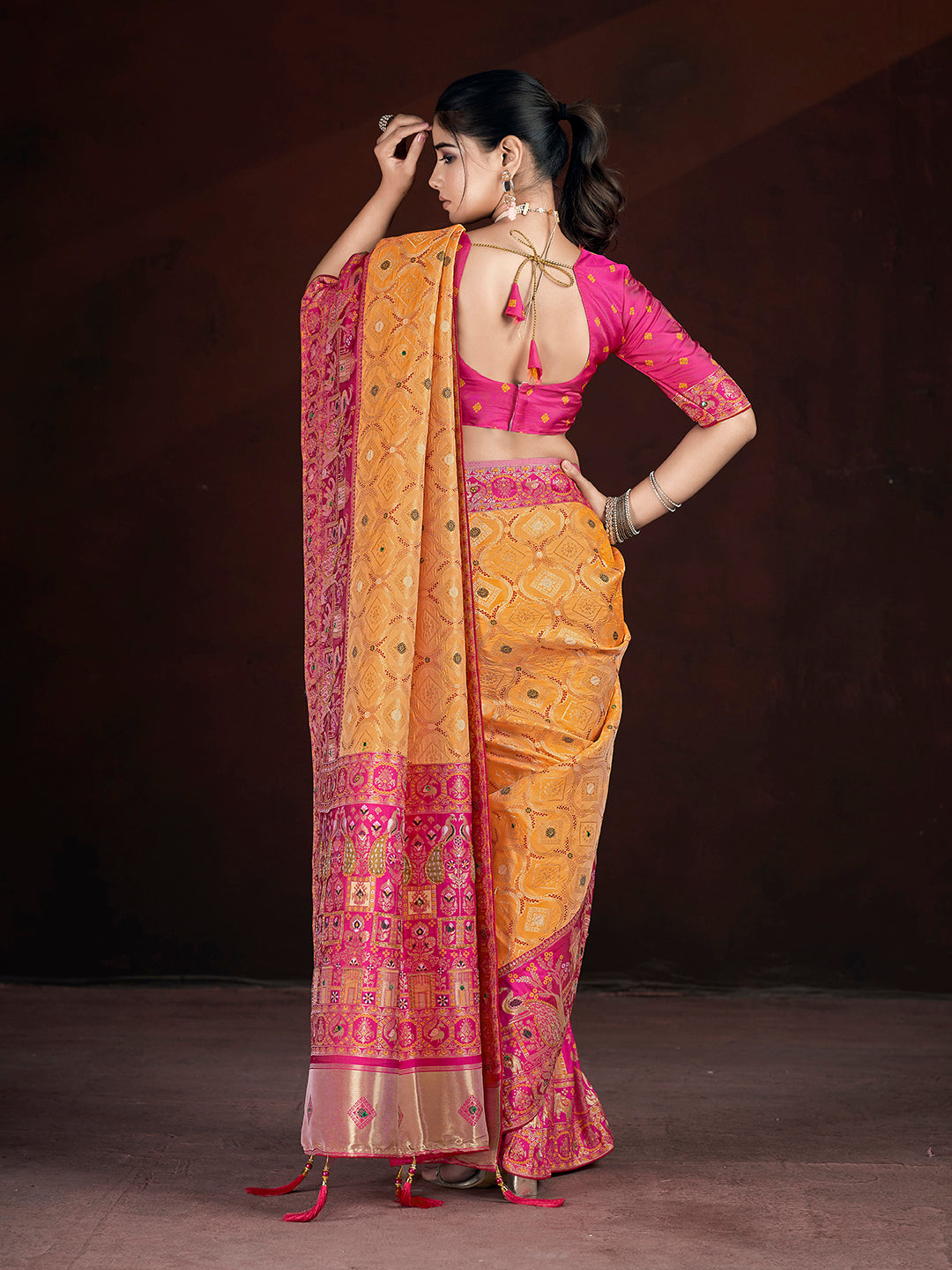 Stunning Banarasi Silk Saree | Weaving Jari, Multi Thread Work, Motif , Crystal Hand Work Work for Partywear