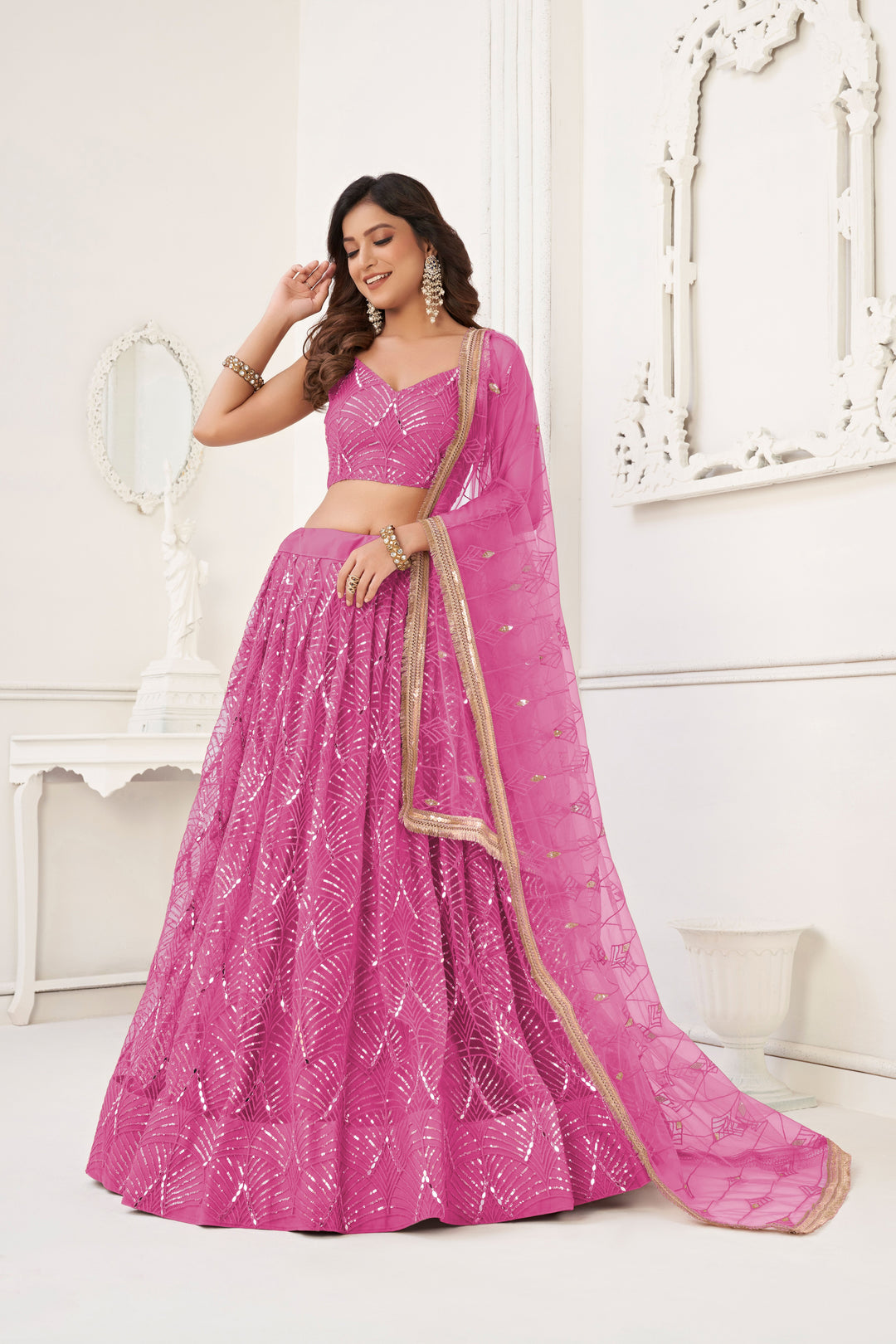 Stunning Butterfly Net Lehenga with Dupatta | Elegance Redefined for Brides