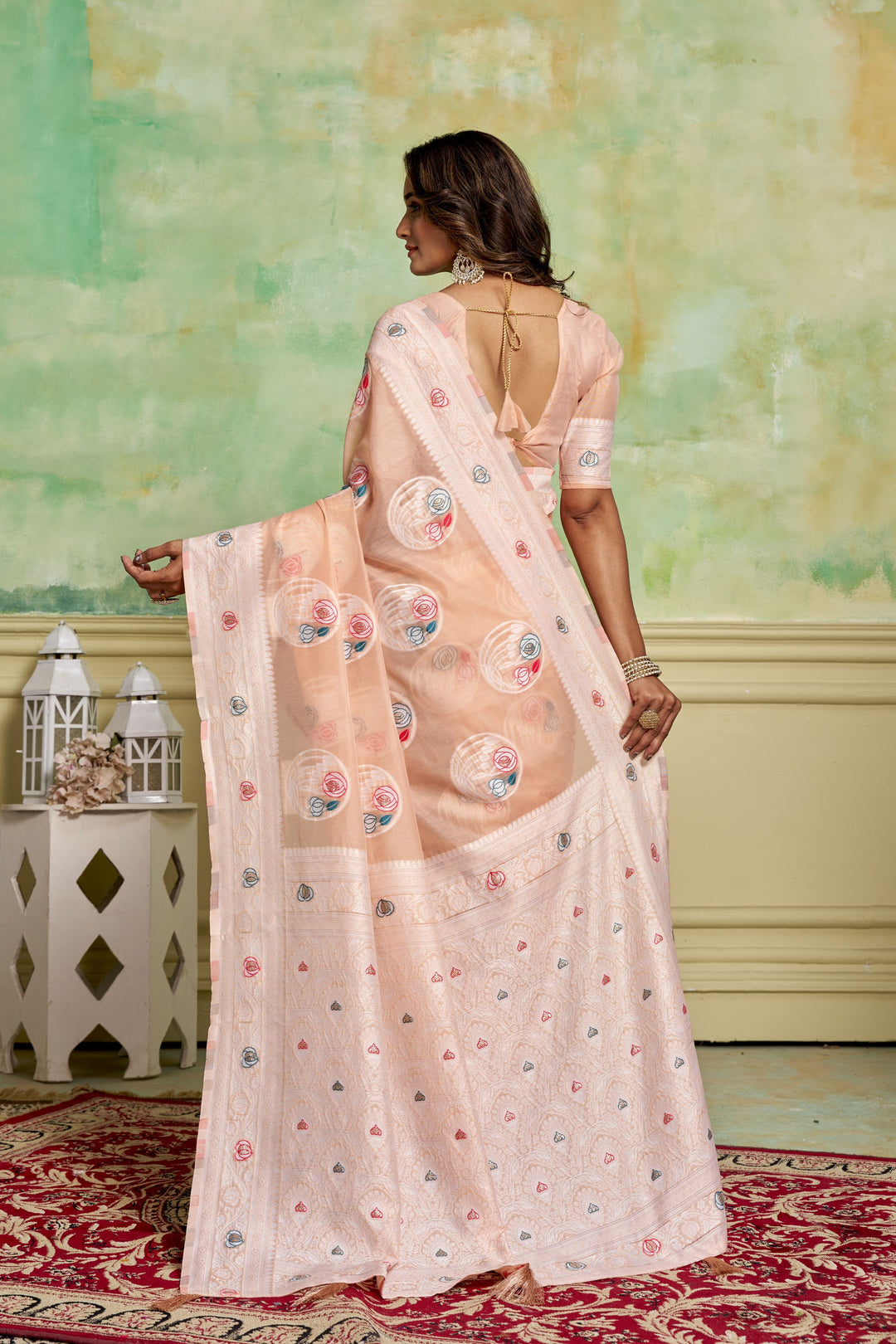 Designer Cotton Saree | Wevon Work | Perfect for Weddings & Special Events