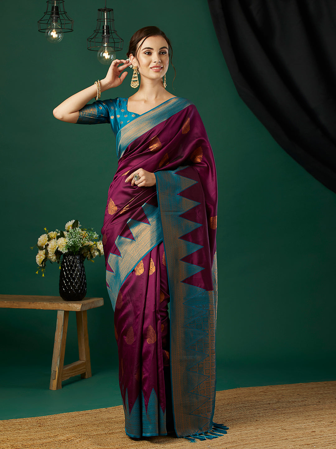 Elegant Banarasi Silk Saree with Wevon Jari Designer | Wedding & Festive