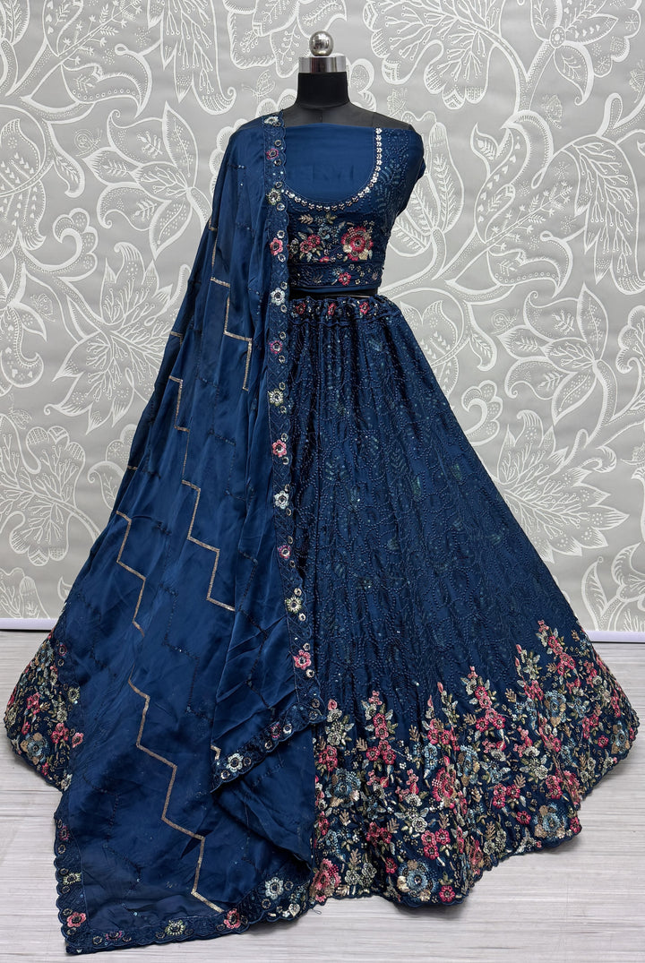 Exquisite Chinon Lehenga with Dupatta | A Stylish and Sophisticated Choice