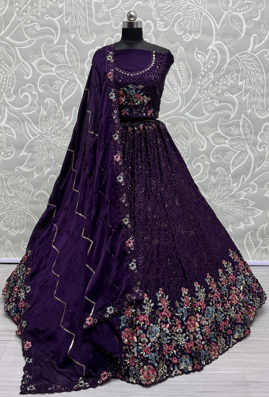 Exquisite Chinon Lehenga with Dupatta | A Stylish and Sophisticated Choice