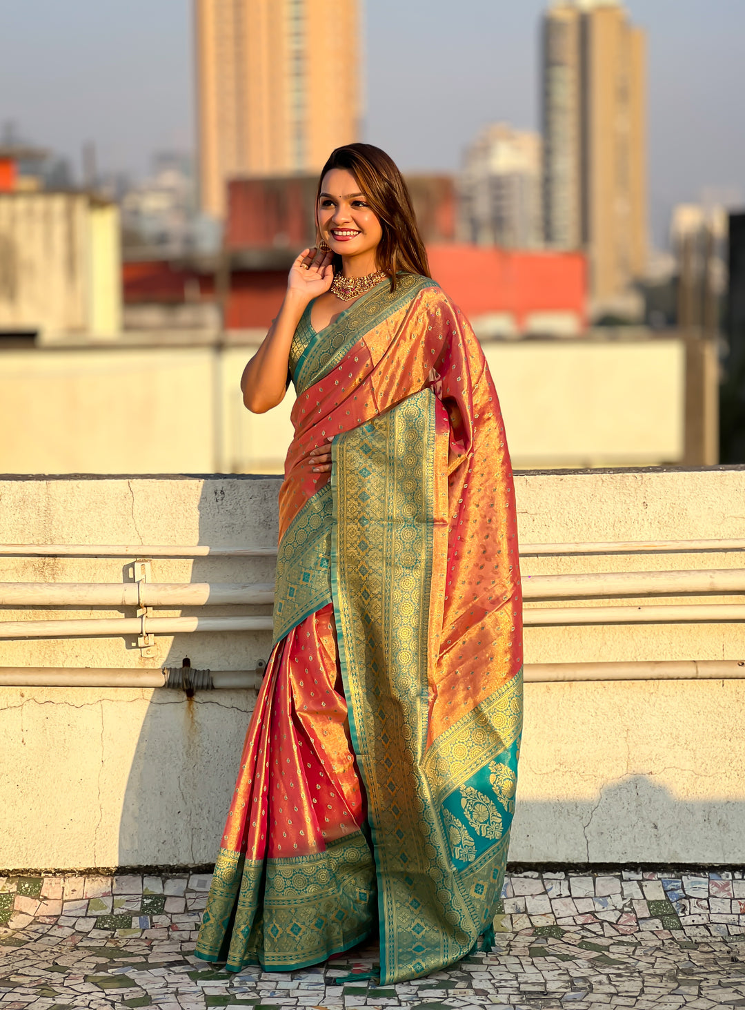 Designer Tissue-Silk Saree with Jari Weaving | Perfect for Weddings & Festive Events