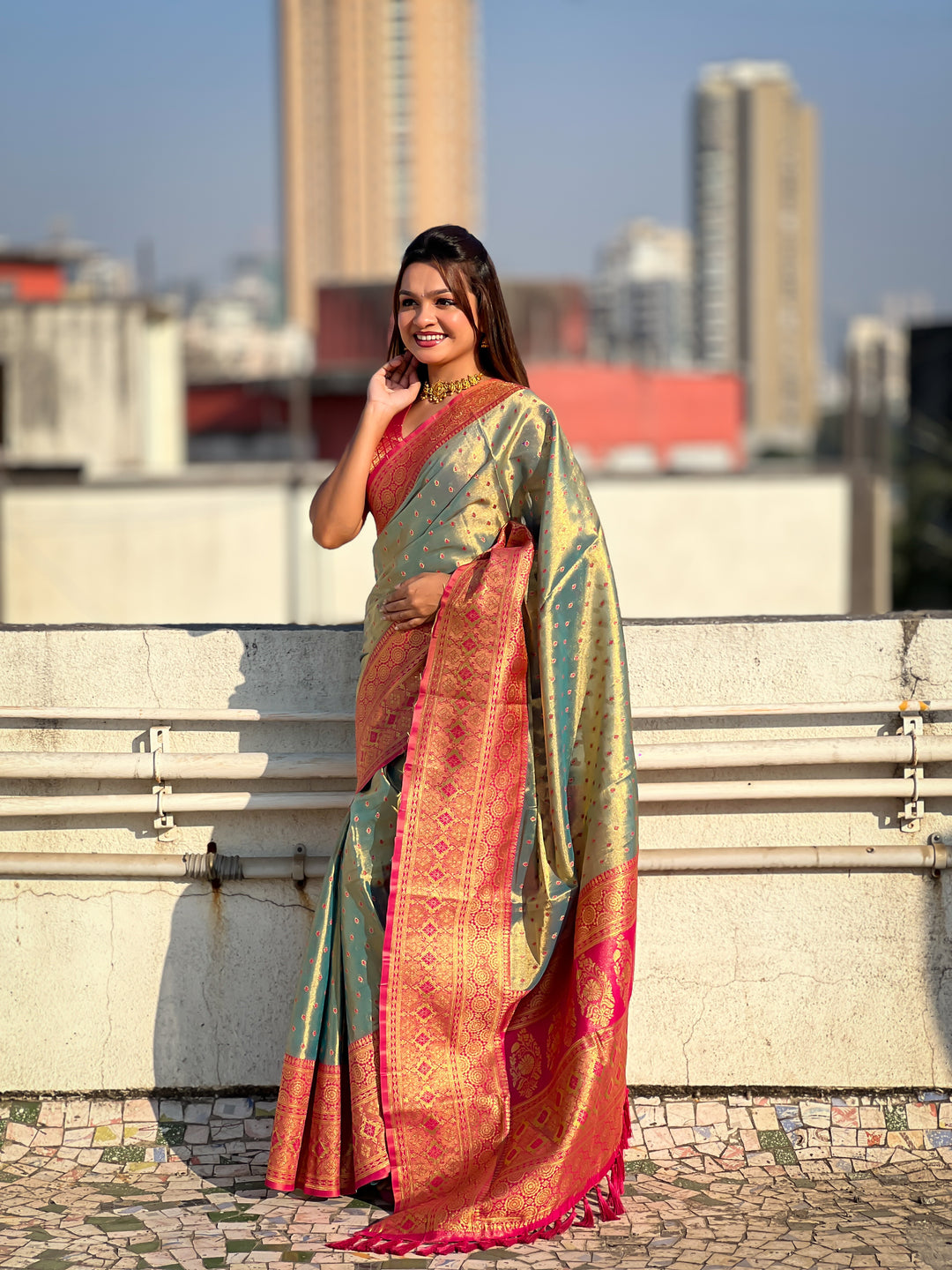 Designer Tissue-Silk Saree with Jari Weaving | Perfect for Weddings & Festive Events