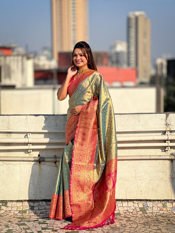 Designer Tissue-Silk Saree with Jari Weaving | Perfect for Weddings & Festive Events