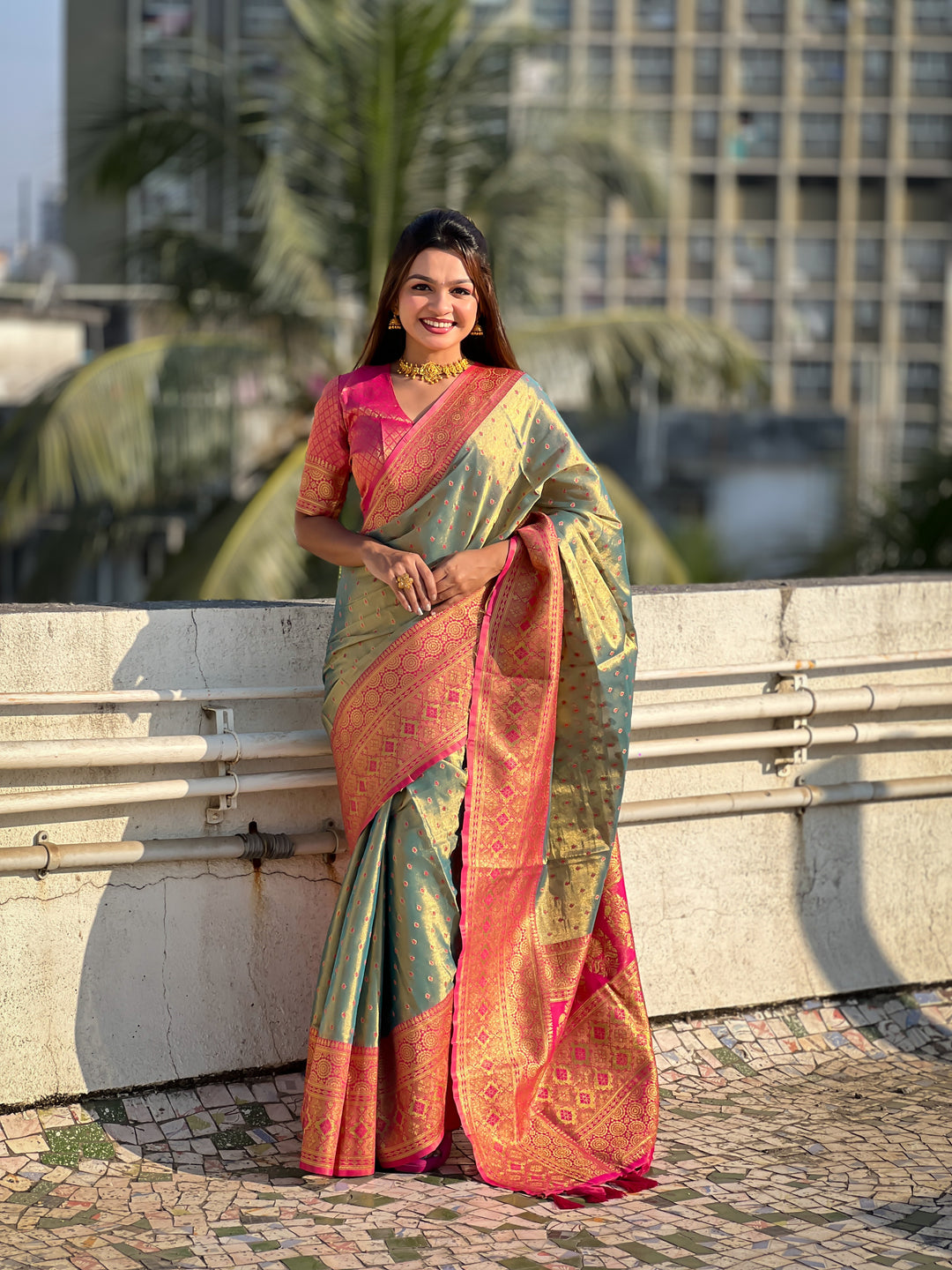 Designer Tissue-Silk Saree with Jari Weaving | Perfect for Weddings & Festive Events