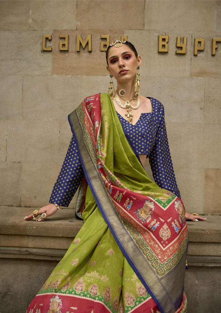 Designer P-V Silk Saree | Elegant Weaving-Jari & Printed for Weddings