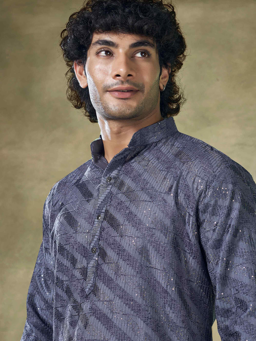 Men's Designer Kurta | Viscose Fabric with Sequin Embroidery Pajama